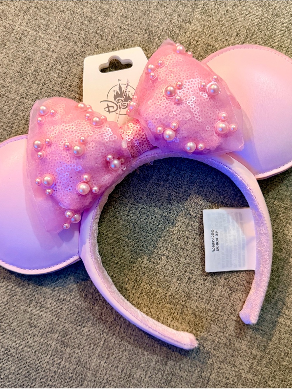 Disney Minnie Mouse Pink Sequin Bow Headband Ears